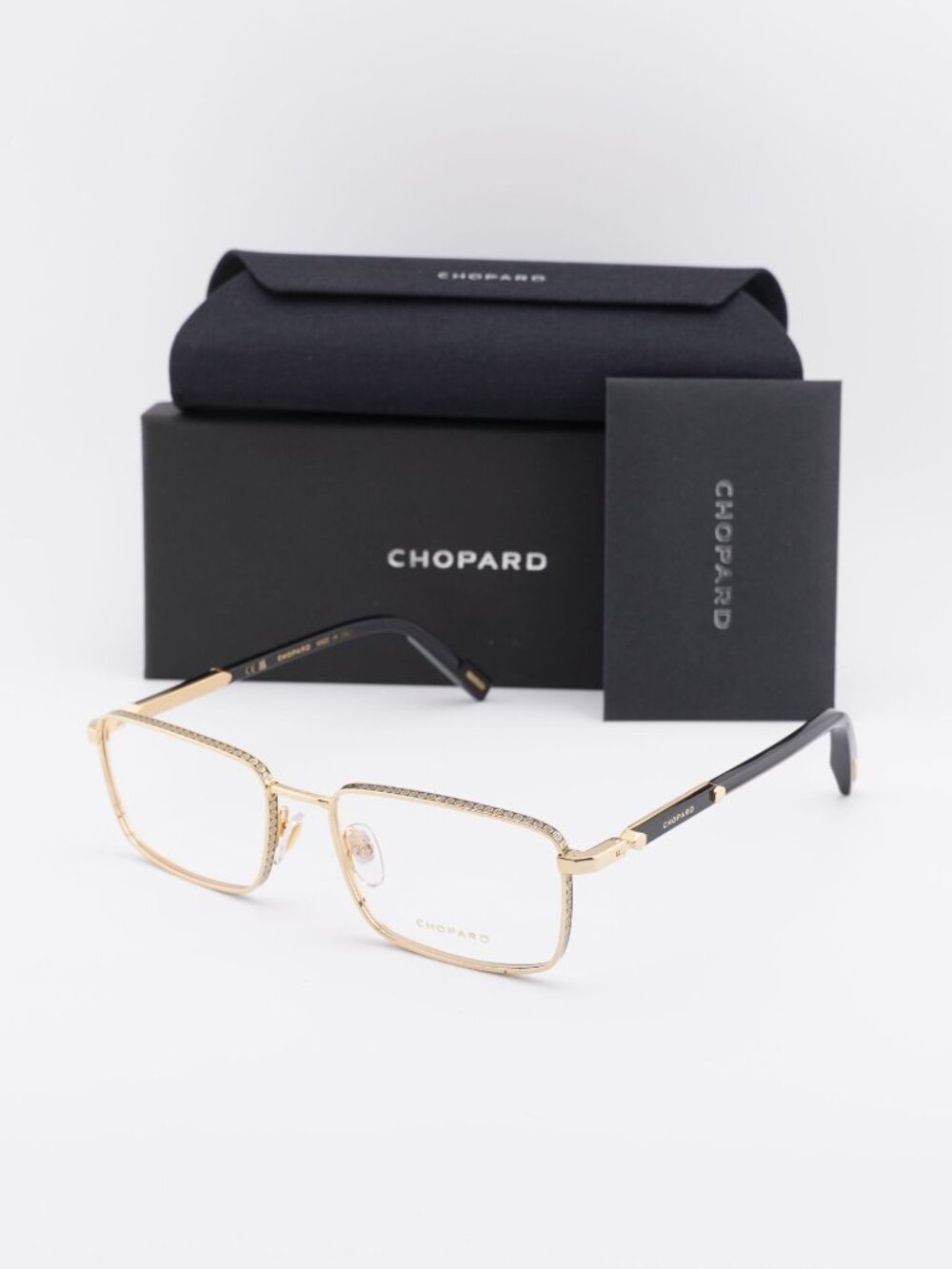 Chopard VCHL48 0SA1 Rectangle Eyeglasses 58mm - Gold / Black